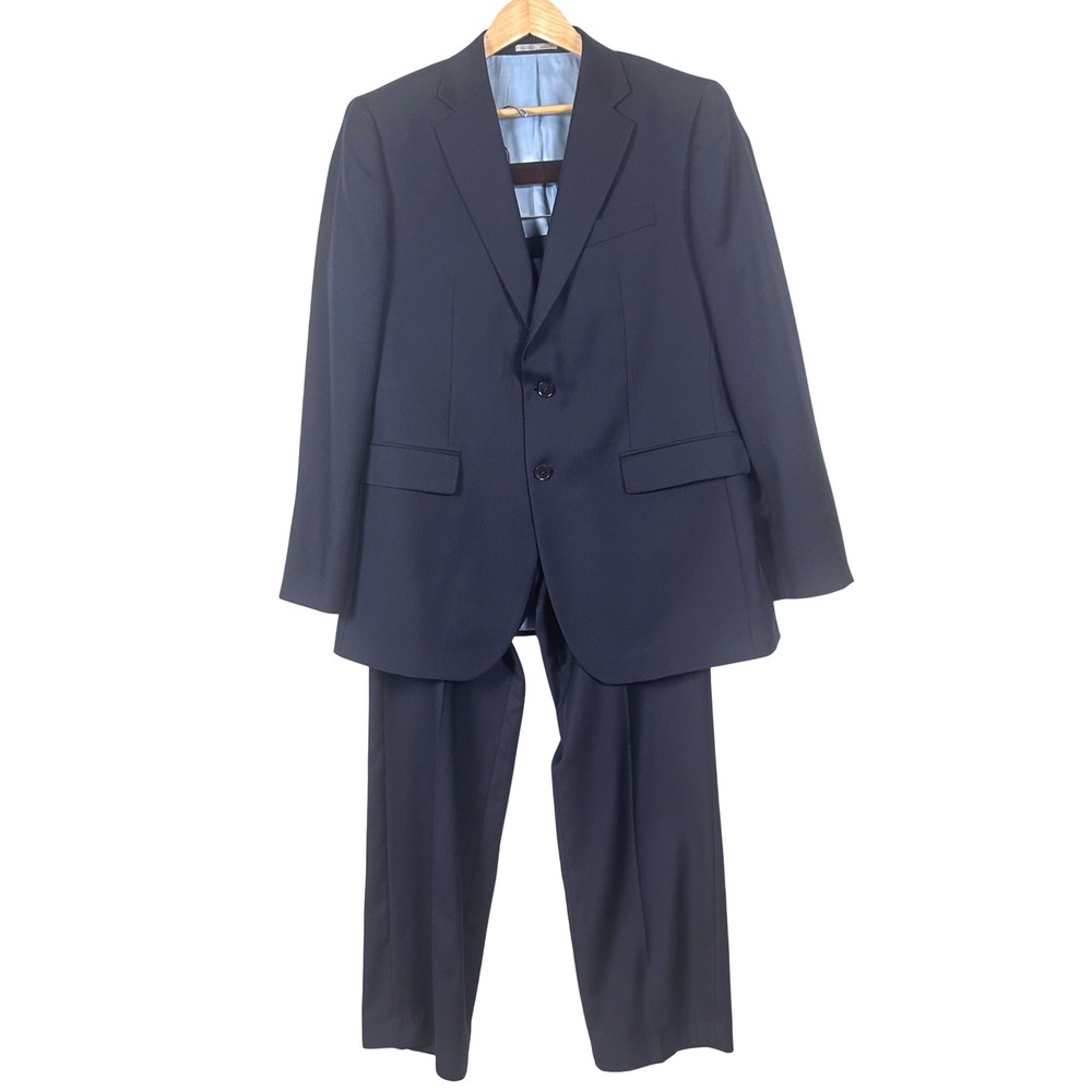 Charles Tyrwhitt Navy Wool Suit 42R Slim Jacket 34x33 Classic Pants Super 110s